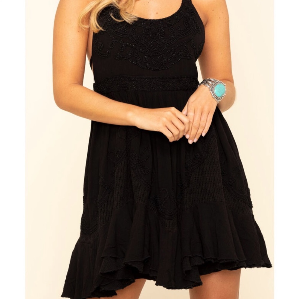 Free People Encrusted Mini Dress in Black